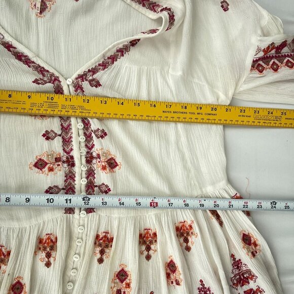 Free People Ariana Peasant Boho Tunic Top Embroidered Flowy V-Neck Women XS - Picture 12 of 16